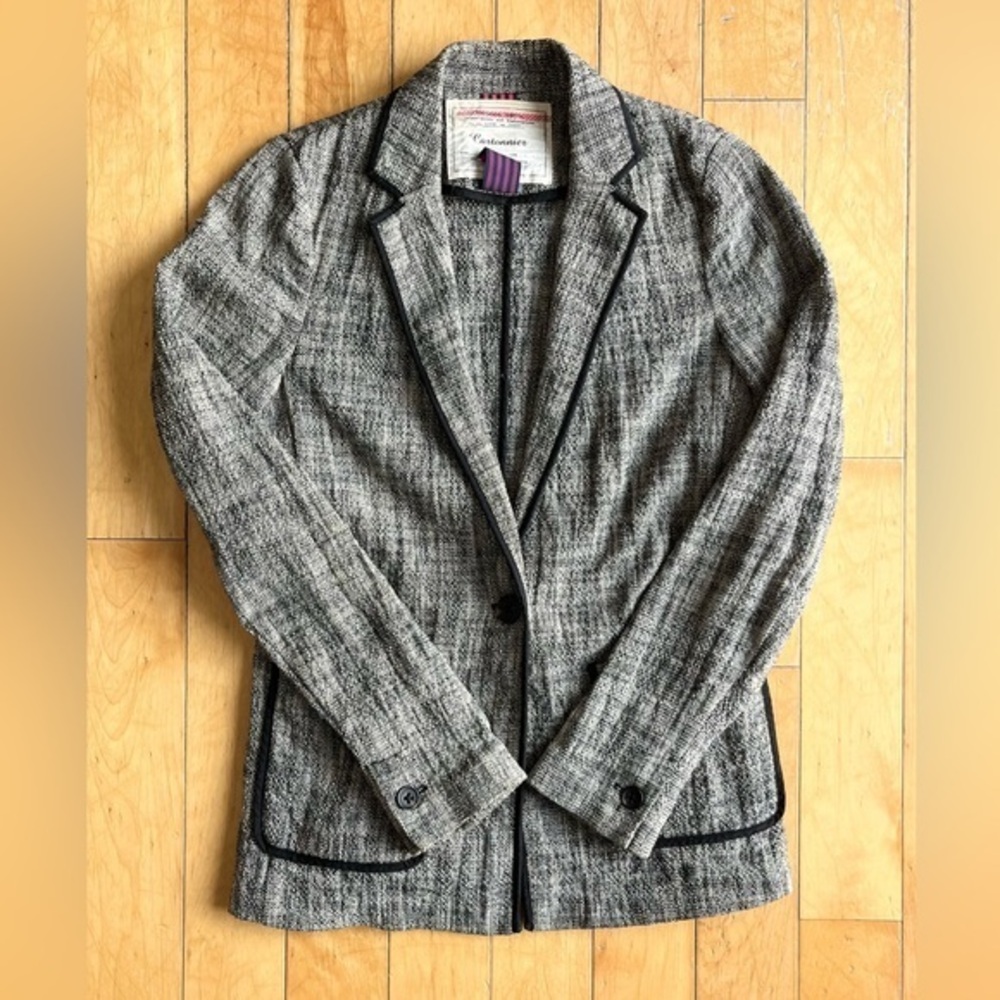 Cartonnier Leonie Anthropologie Grey Tweed Jacket Black Size 0 - XS